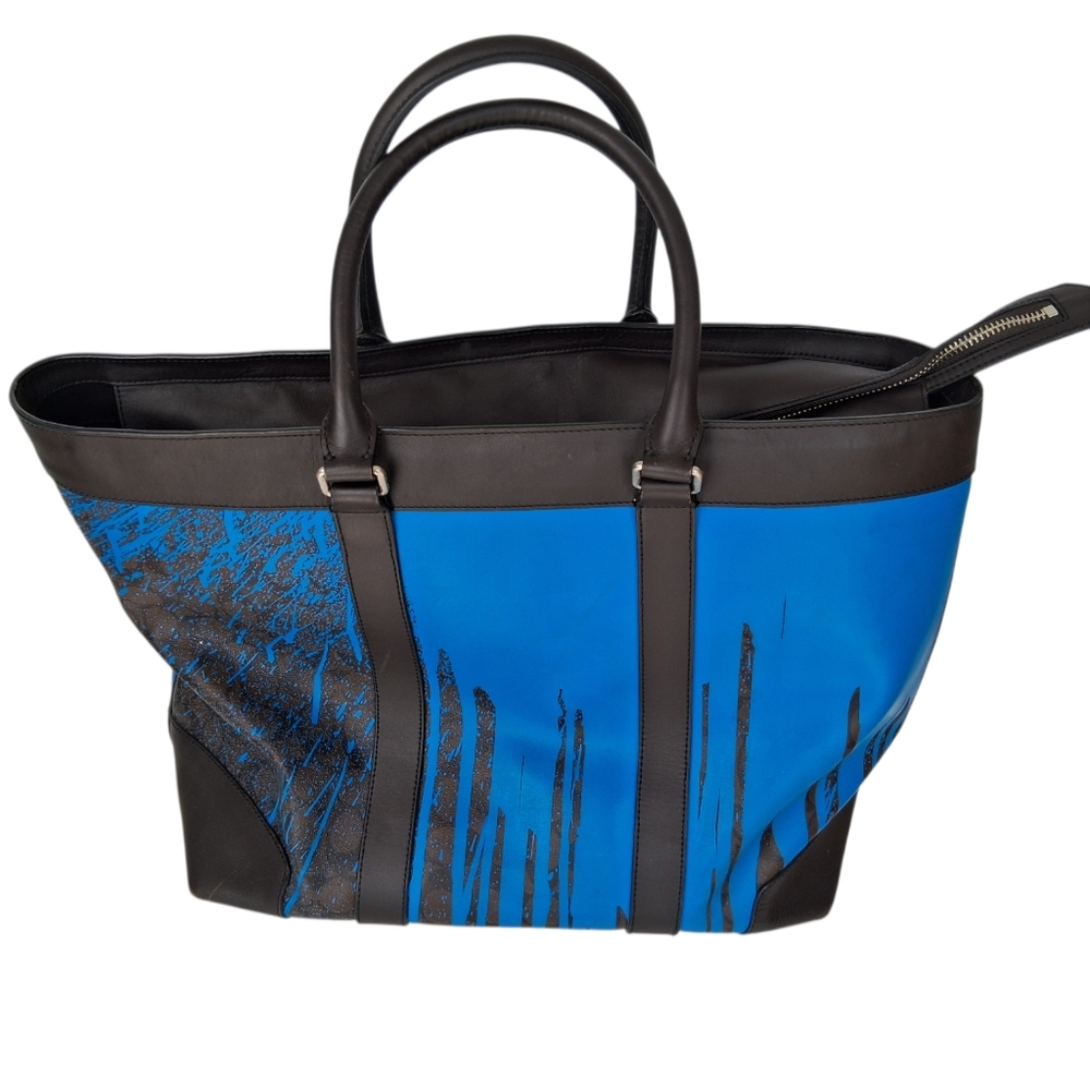 Coach x Krink Drip Paint Blue/Black Tote Bag Women's Rare Large - Picture 4 of 10